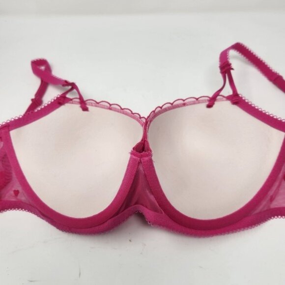 Victoria's Secret PINK Wink Push Up Balconette Bra 36D Pink Hearts Underwire - Picture 6 of 10